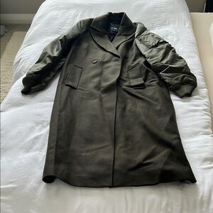 All Saints Green Trench Coat Classic Design